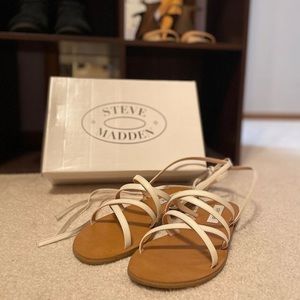 carmen white leather lace up sandals